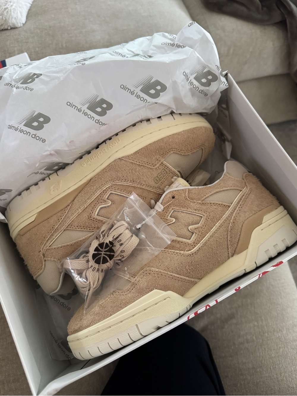 New Balance Aime Leon Dore Beige/Tan Suede Athletic Sneakers